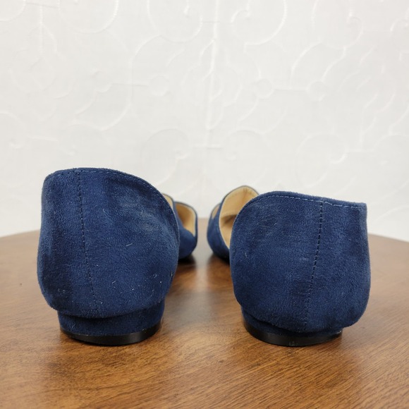 J Mark Womens Sandals 8.5 Blue Suede Pointed Toe Buckle Strap D'Orsay Flats - Picture 7 of 10